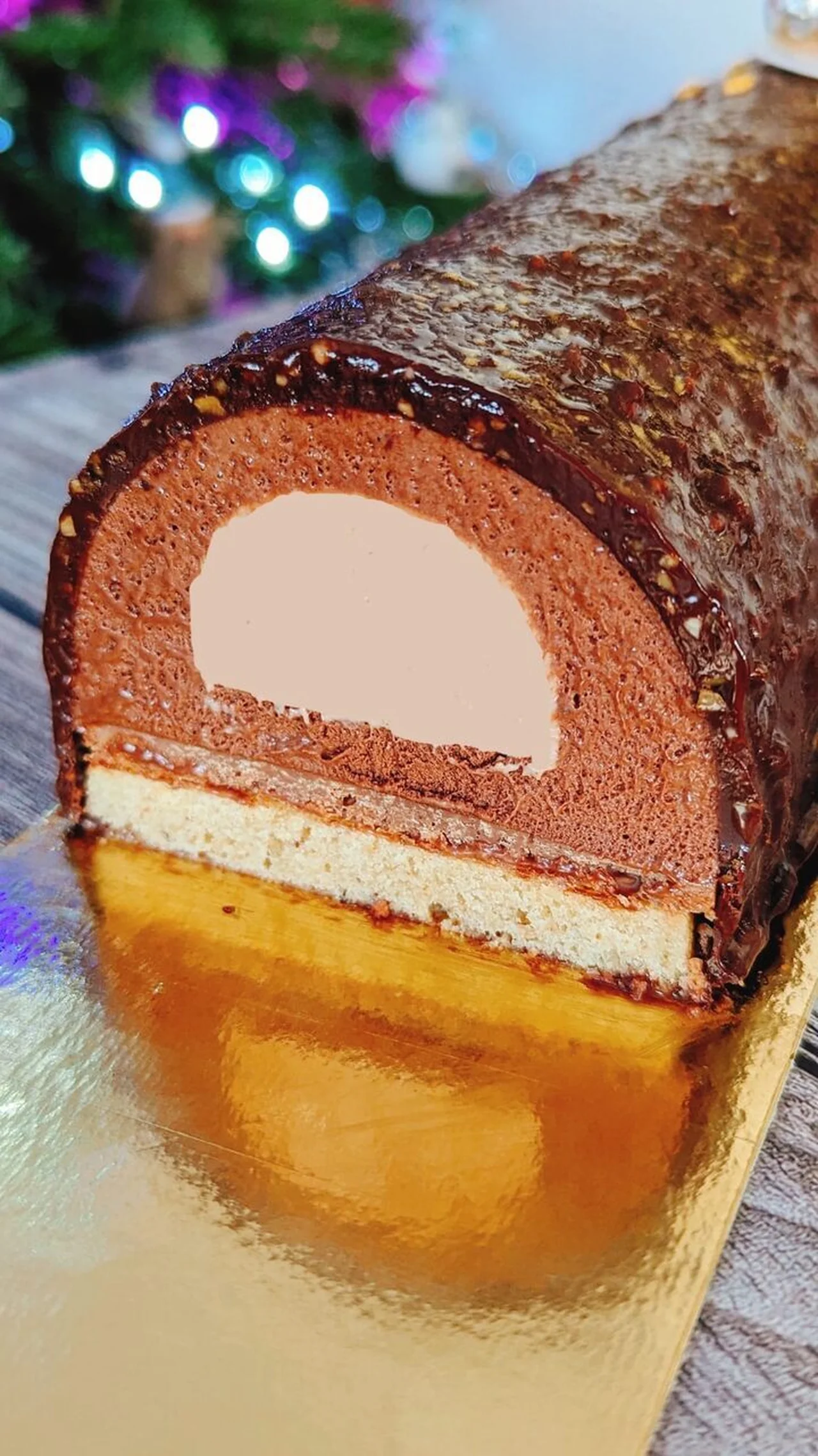 Bûche de Noël chocolat et praliné