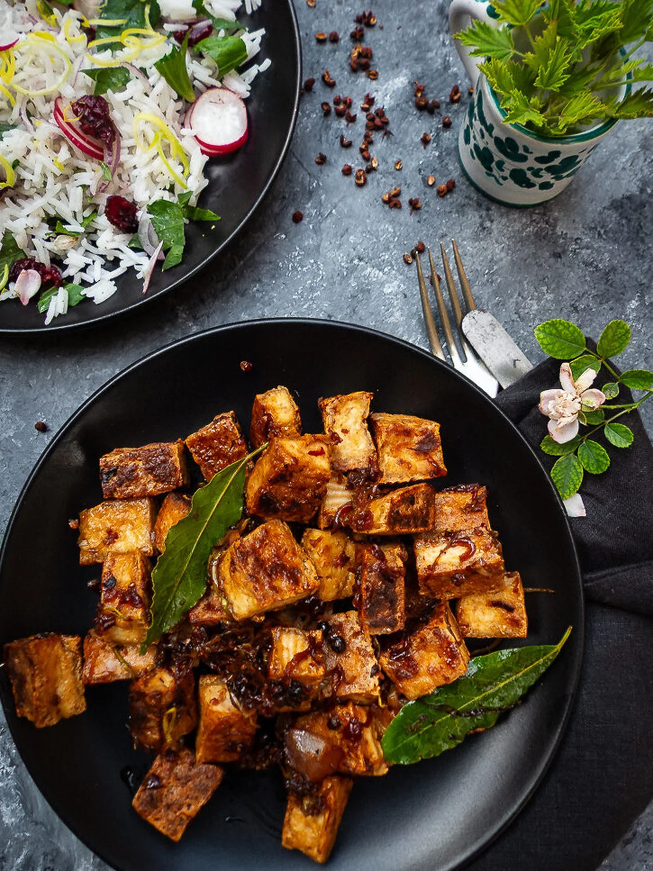 Tofu au poivre noir et poivre du Sichuan