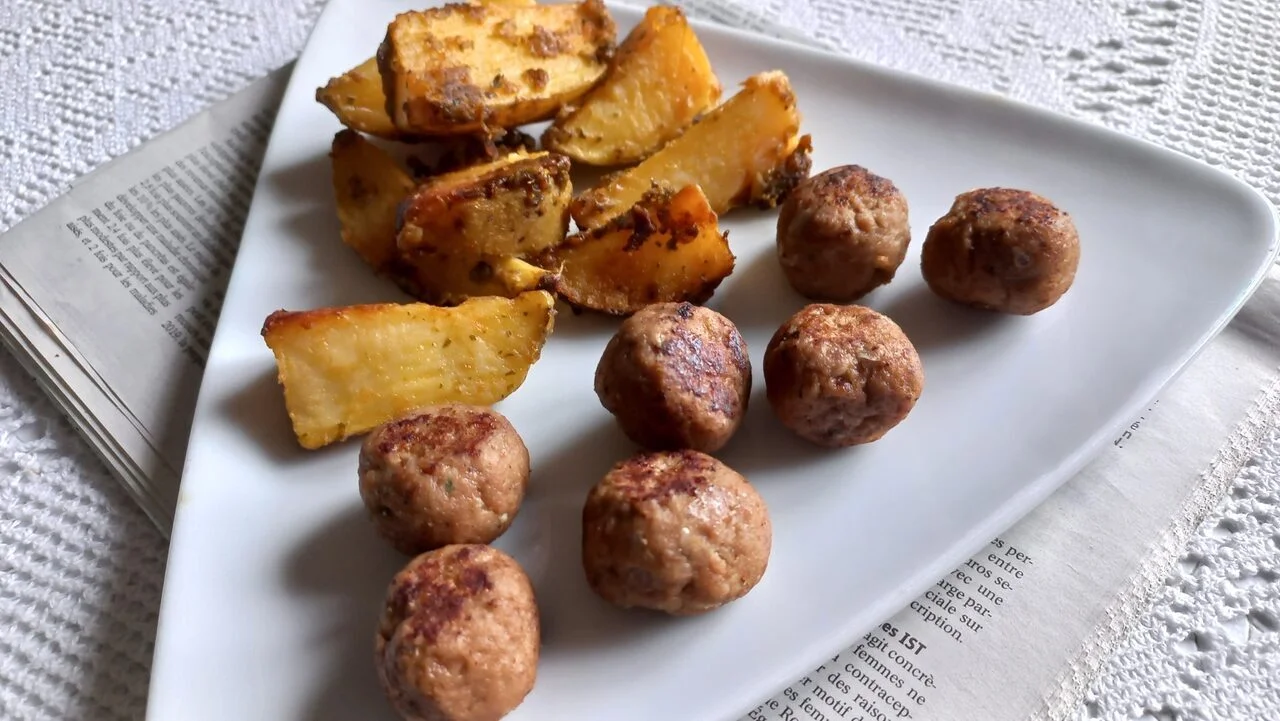 Beef ball et cheesy potatoes
