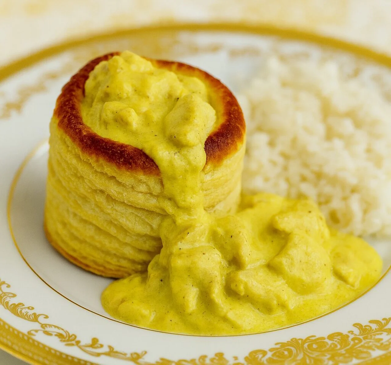 Bouchées à la reine au poulet curry et coco
