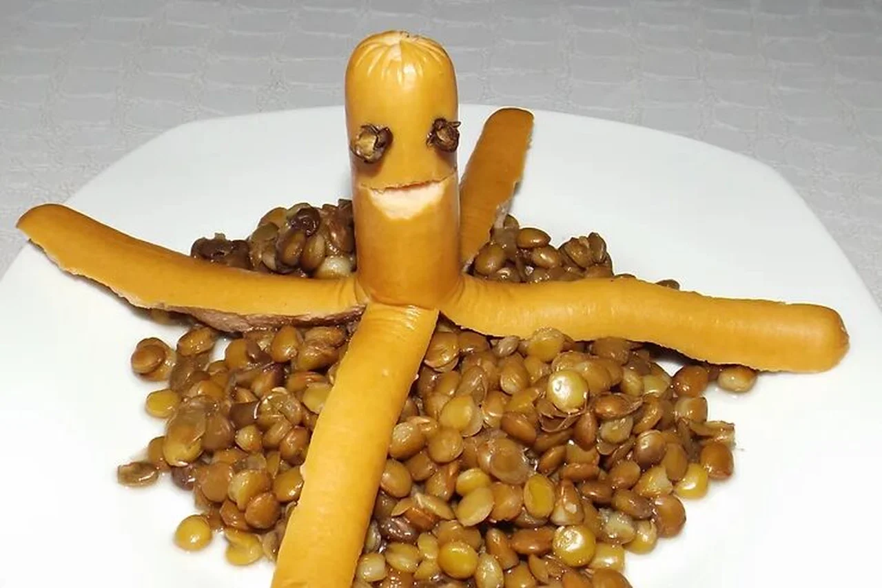 Knacki pieuvre d'Halloween et lentilles
