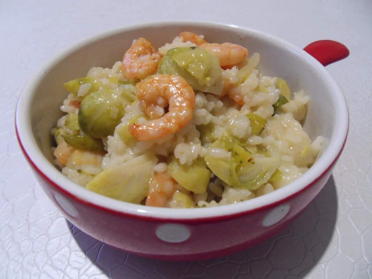 Risotto aux crevettes et choux de Bruxelles