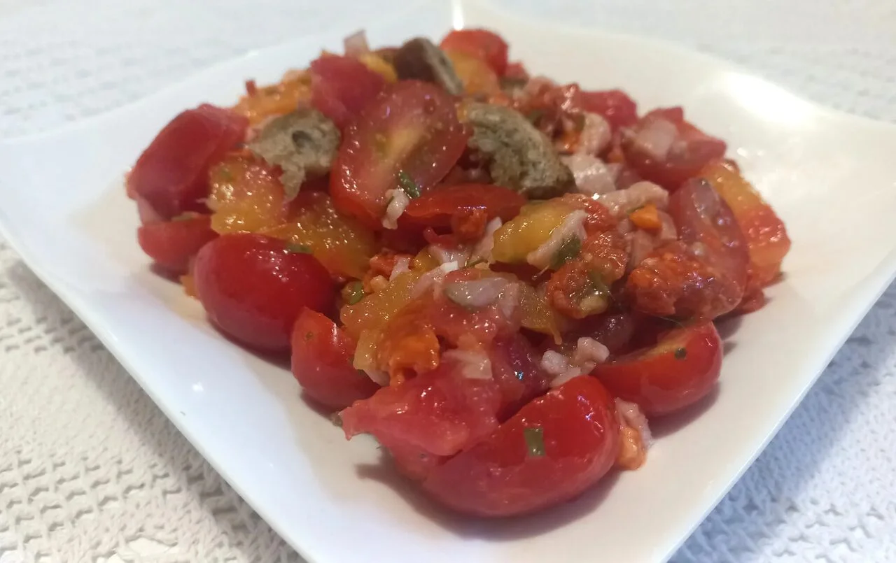 Salade de tomates au chorizo de Jamie Oliver