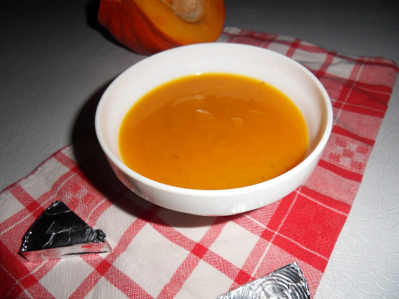 Soupe courge et vache qui rit