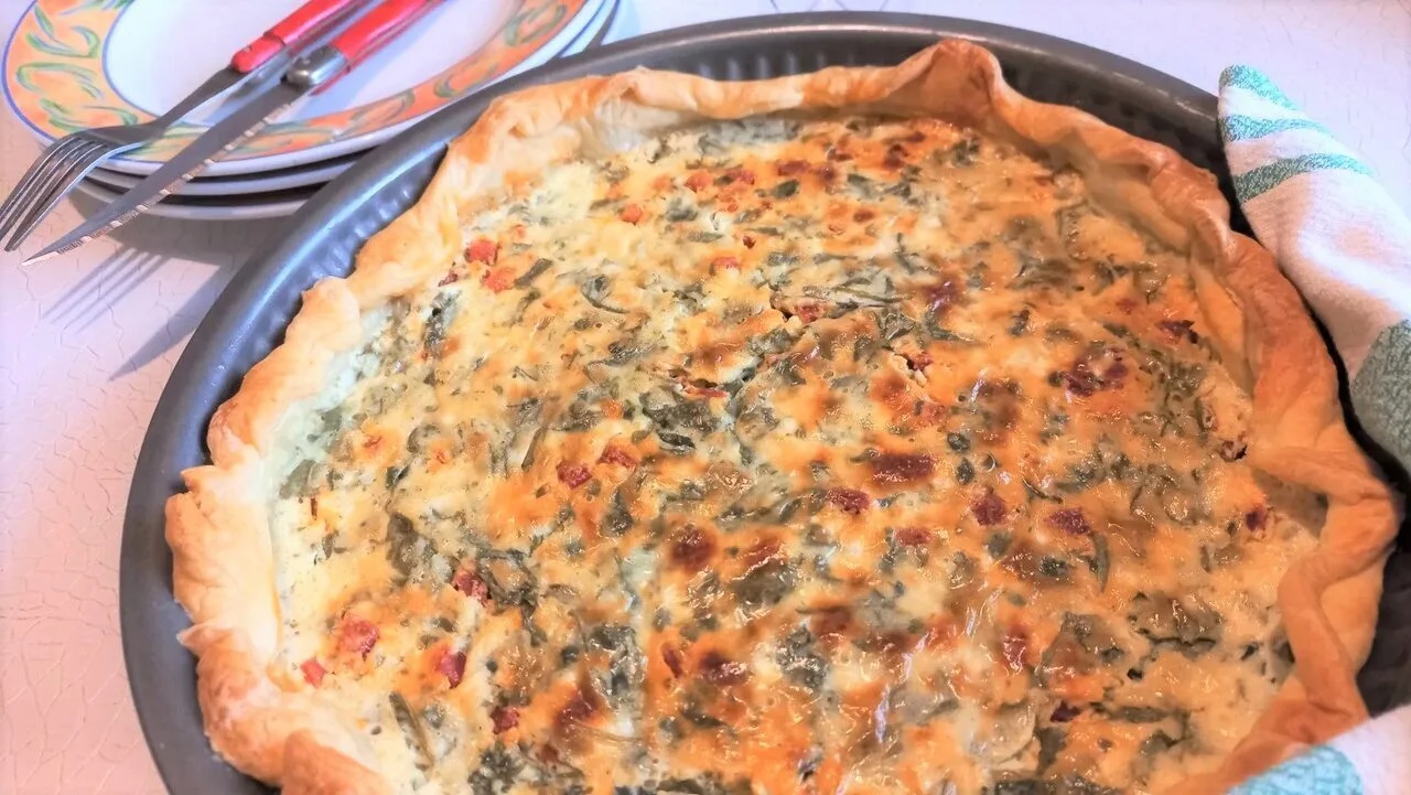 Tarte épinards, chorizo et chèvre frais