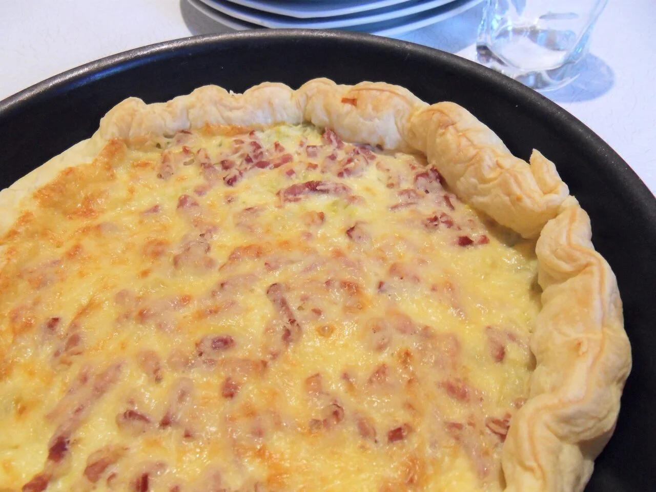 Tarte poireaux, lardons et cancoillotte