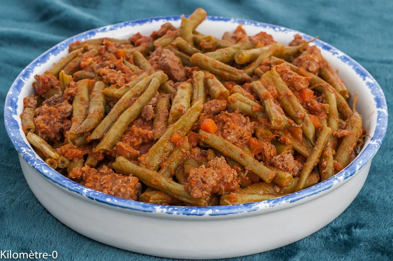 Bœuf haché aux haricots verts bolognaise
