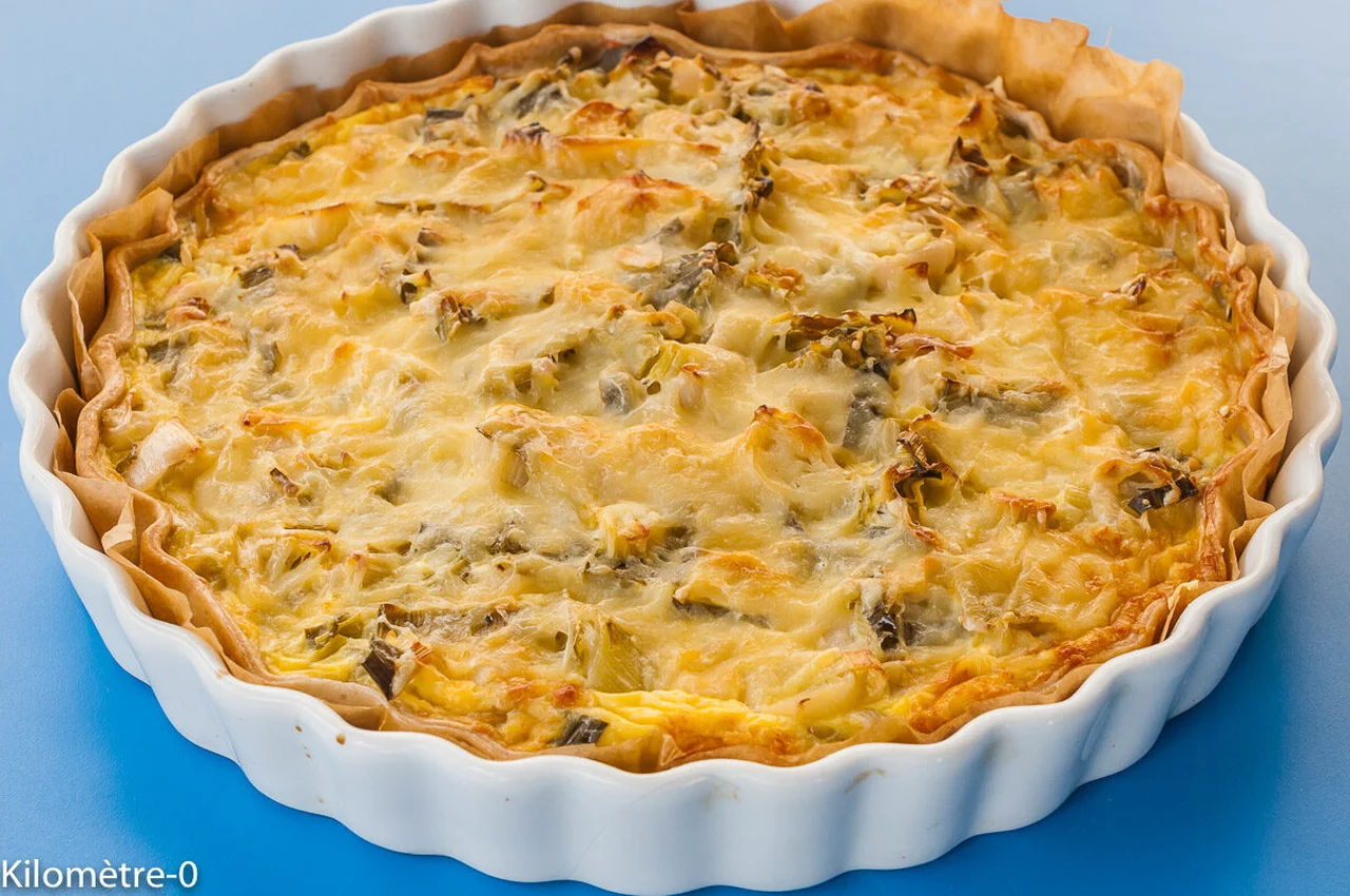 Quiche aux poireaux et au saumon