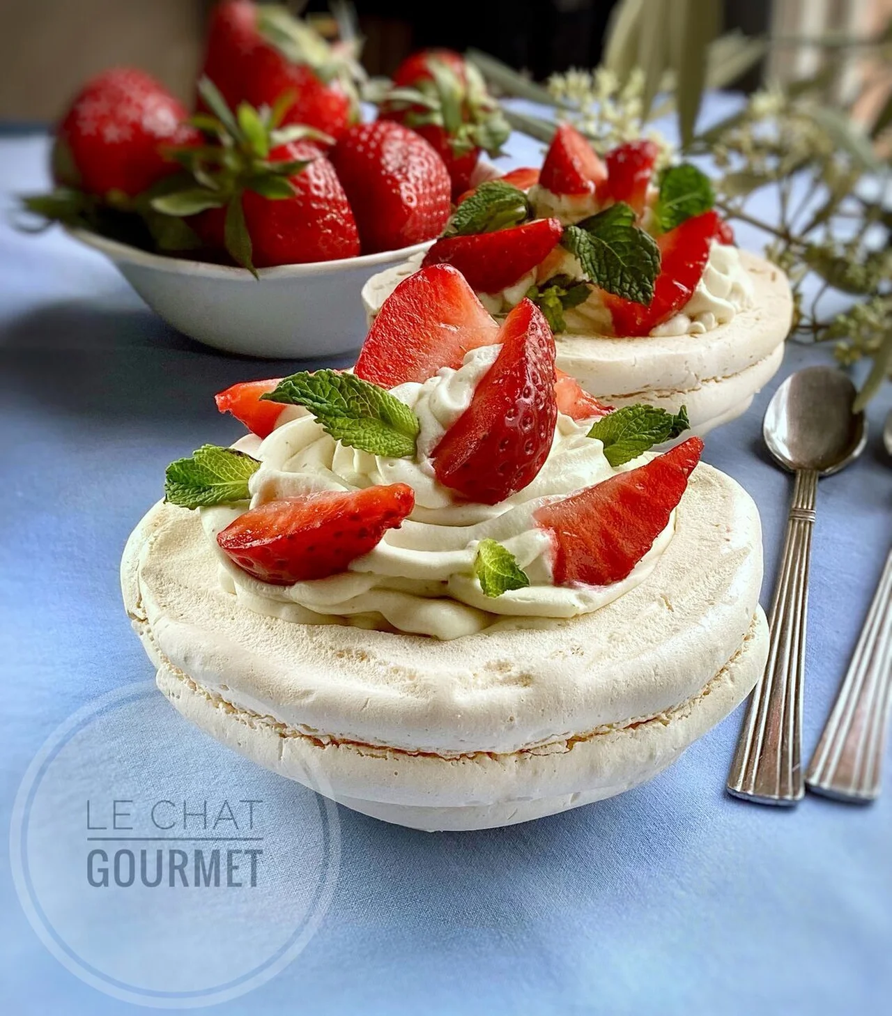 Dômes de meringue chantilly à la verveine