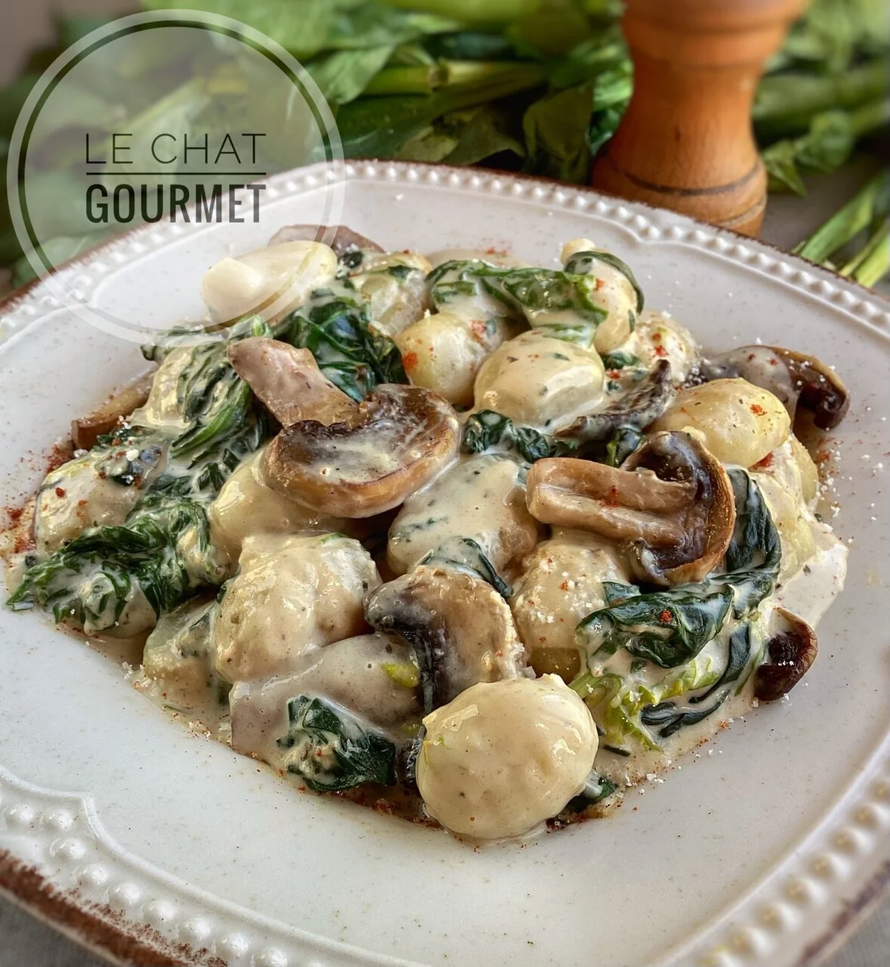 Gnocchis crémeux aux épinards et aux champignons