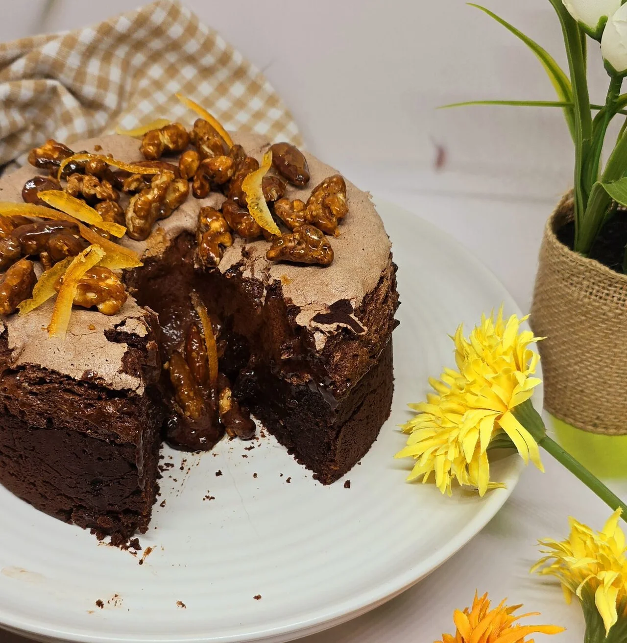 Gâteau coulant au chocolat meringué