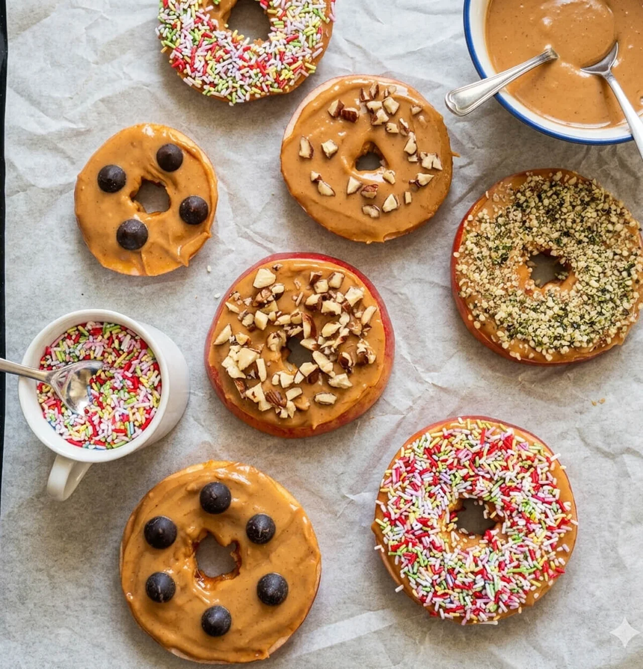 Donuts de pommes au beurre de cacahuètes
