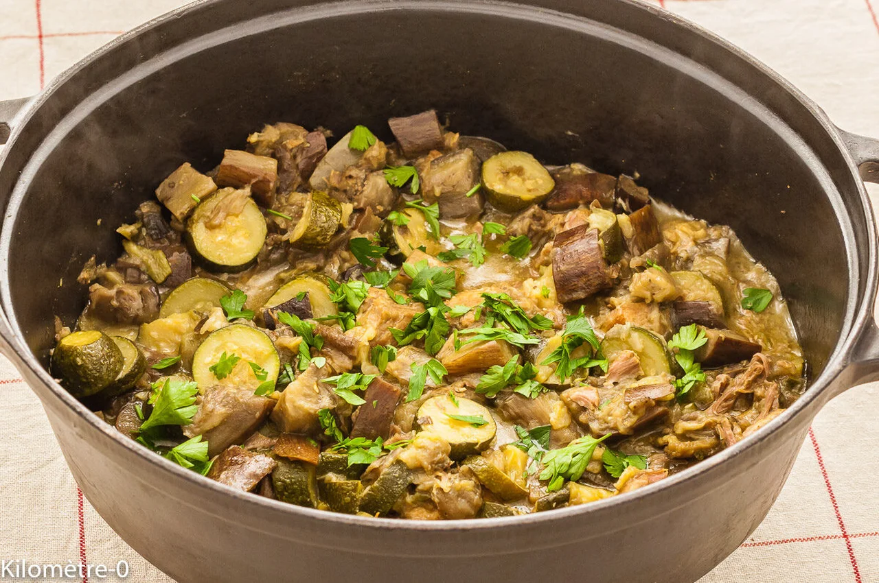 Colombo de porc aux aubergines et courgettes