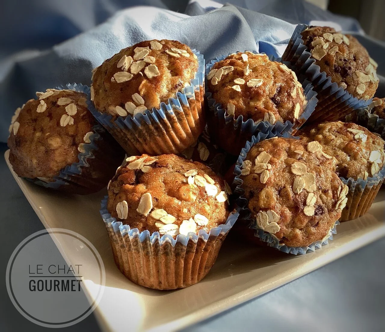 Muffins banane, flocons d'avoine et pépites de chocolat