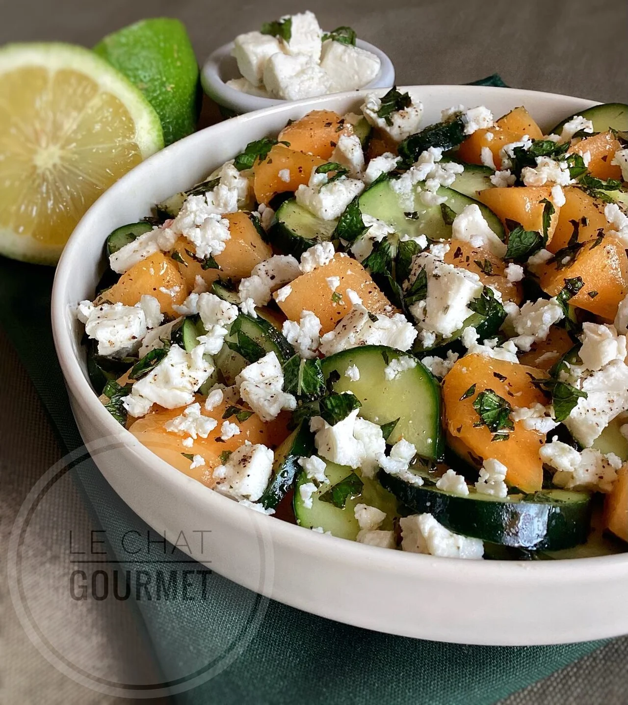 Salade de concombre, melon et feta