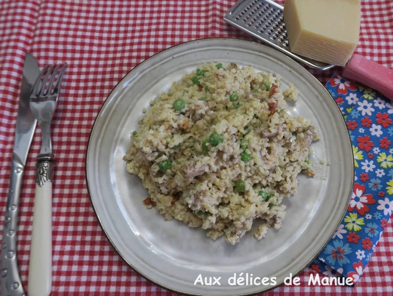 Boulgour aux giroles et petits pois façon risotto