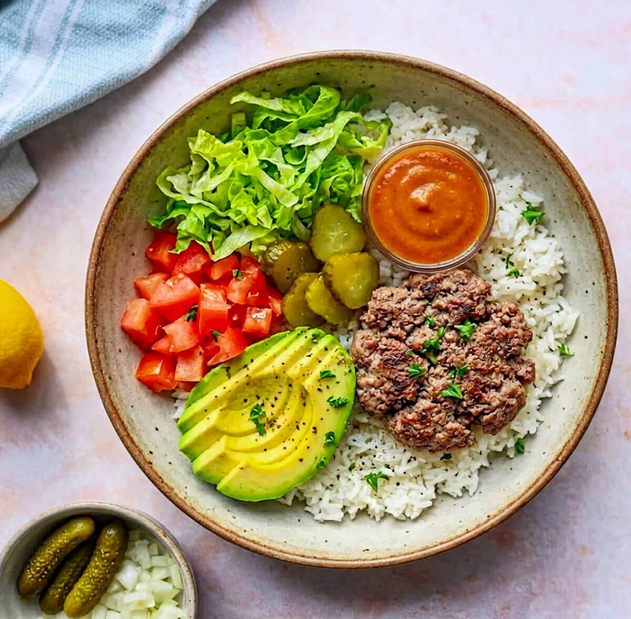 Burger bowl au steak haché