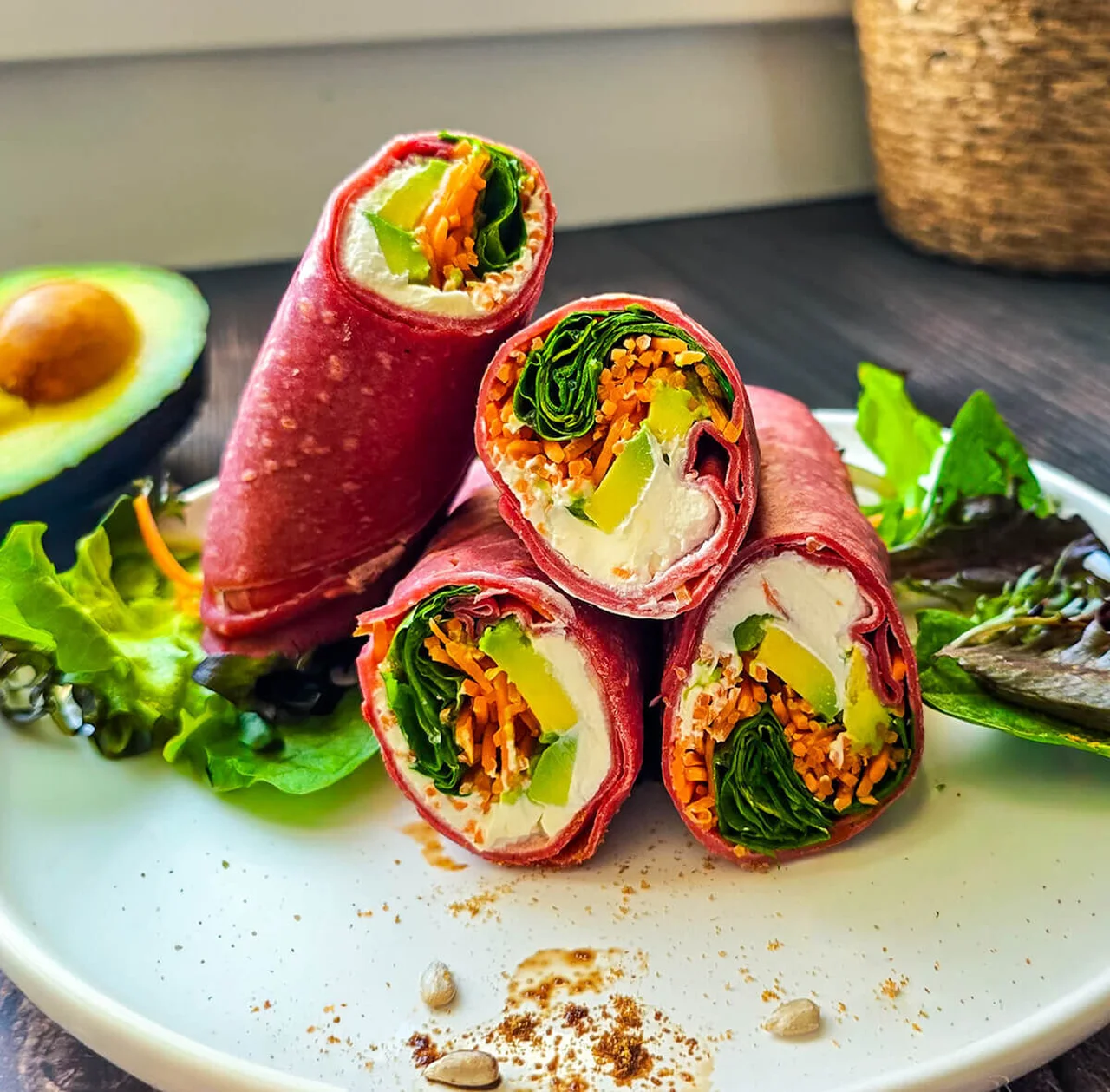 Wrap avocat chèvre carotte