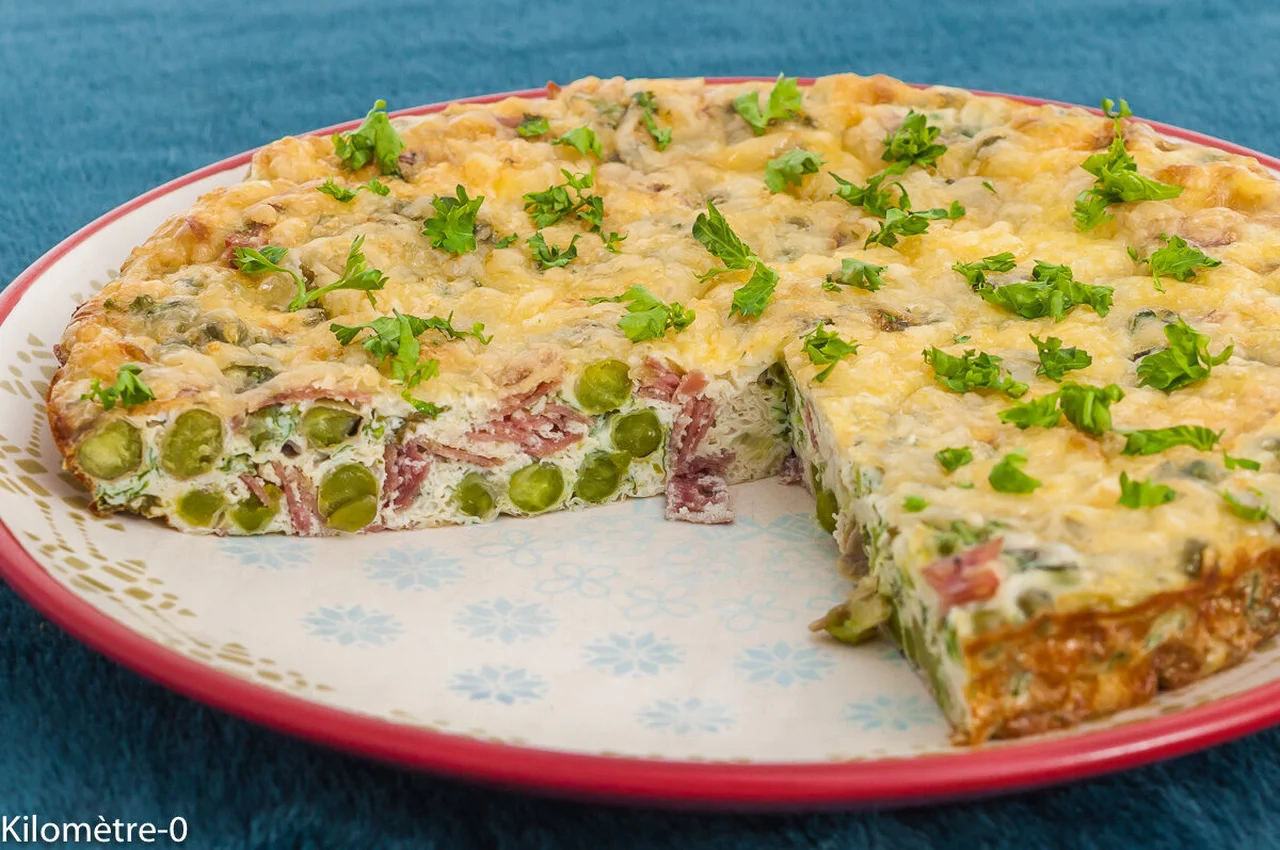 Frittata aux petits pois et à la rosette