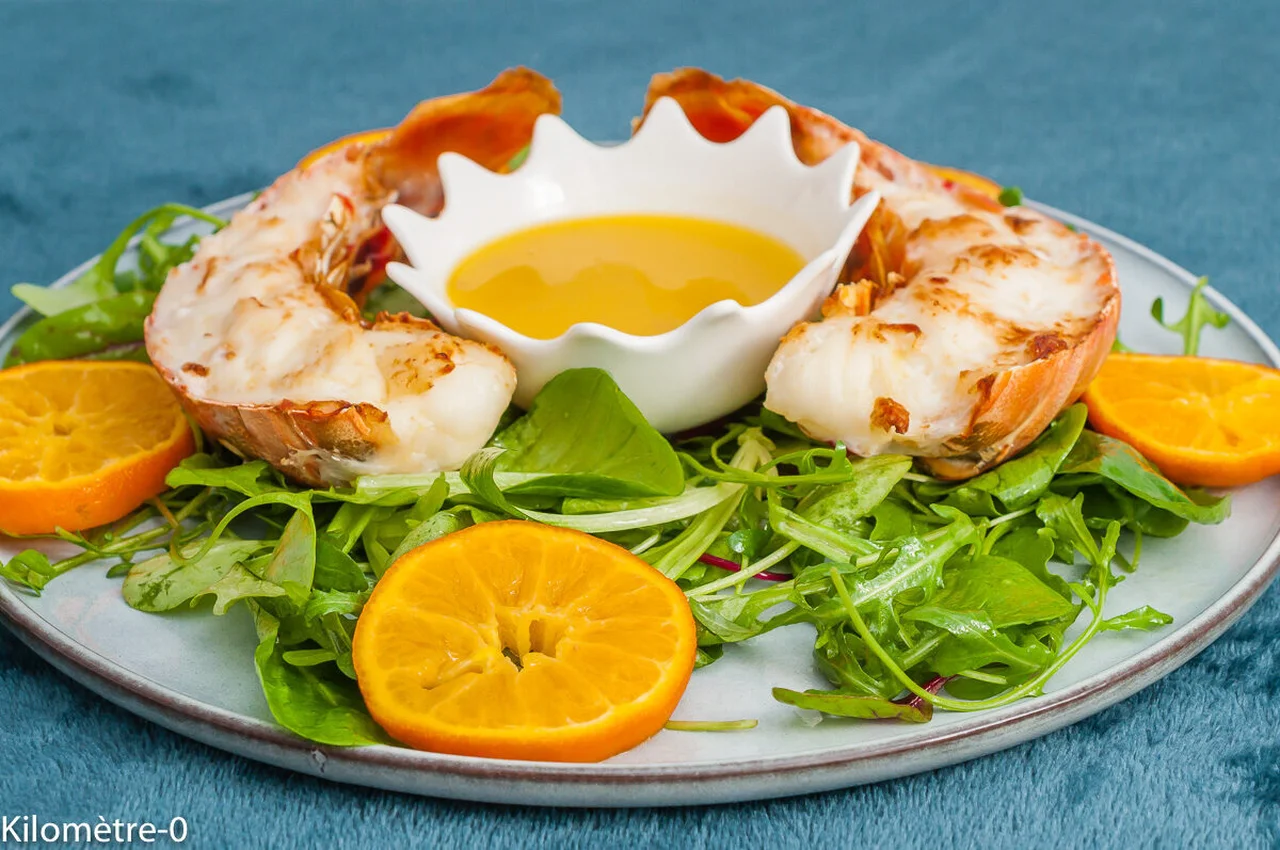 Langouste grillée aux clémentines, sauce orange