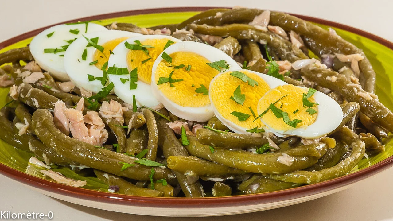 Salade de haricots verts au thon et aux oeufs