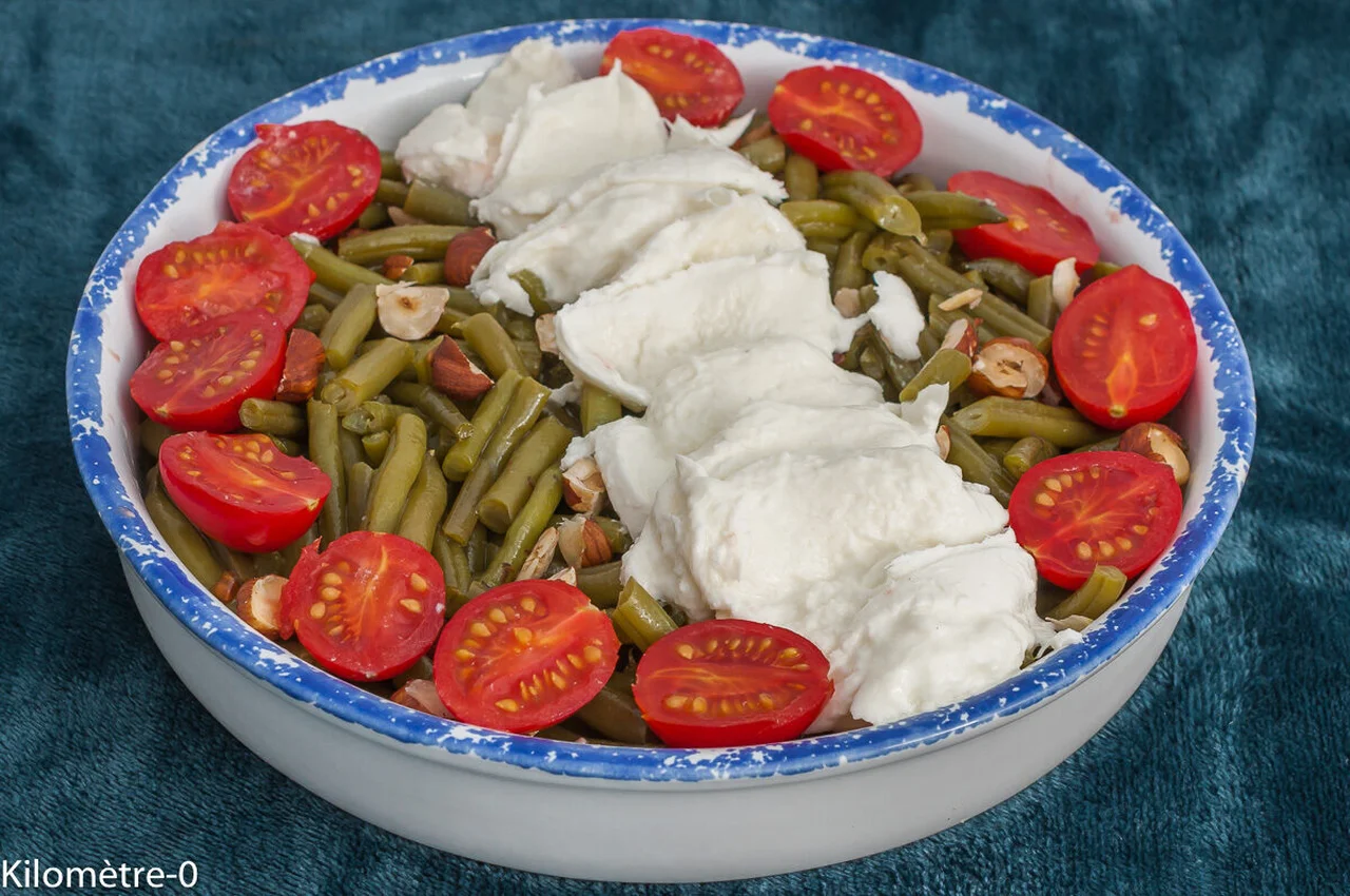 Salade de haricots verts, tomates, mozzarella