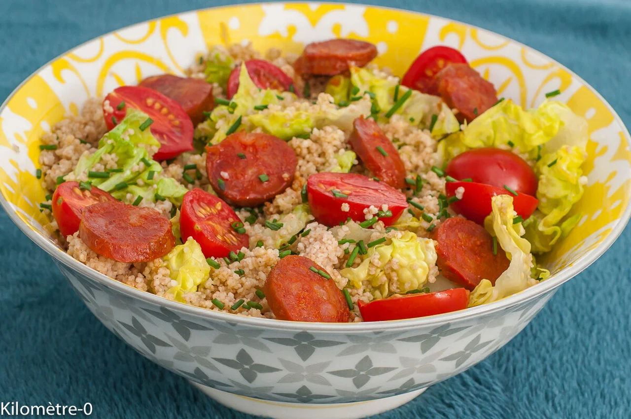 Salade de semoule au chorizo et tomates cerises