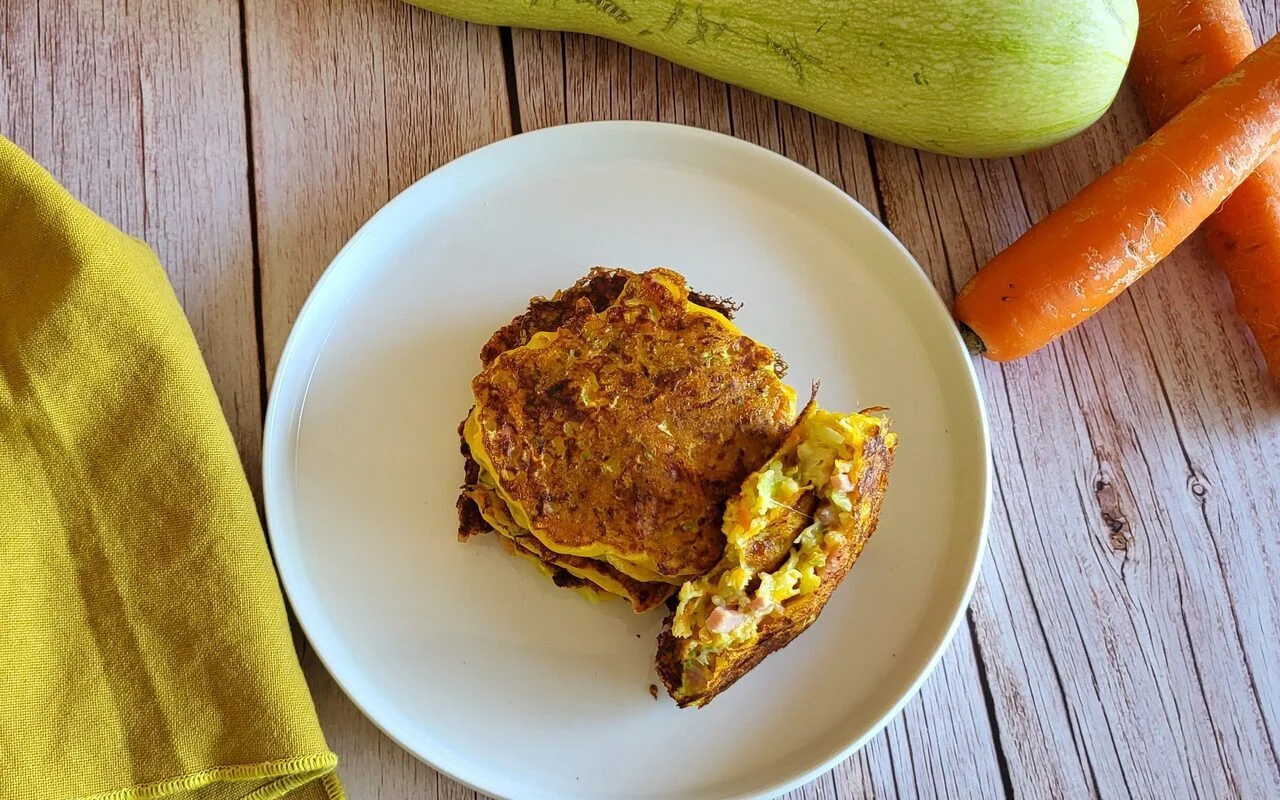 Galettes courgettes carottes mozzarella jambon