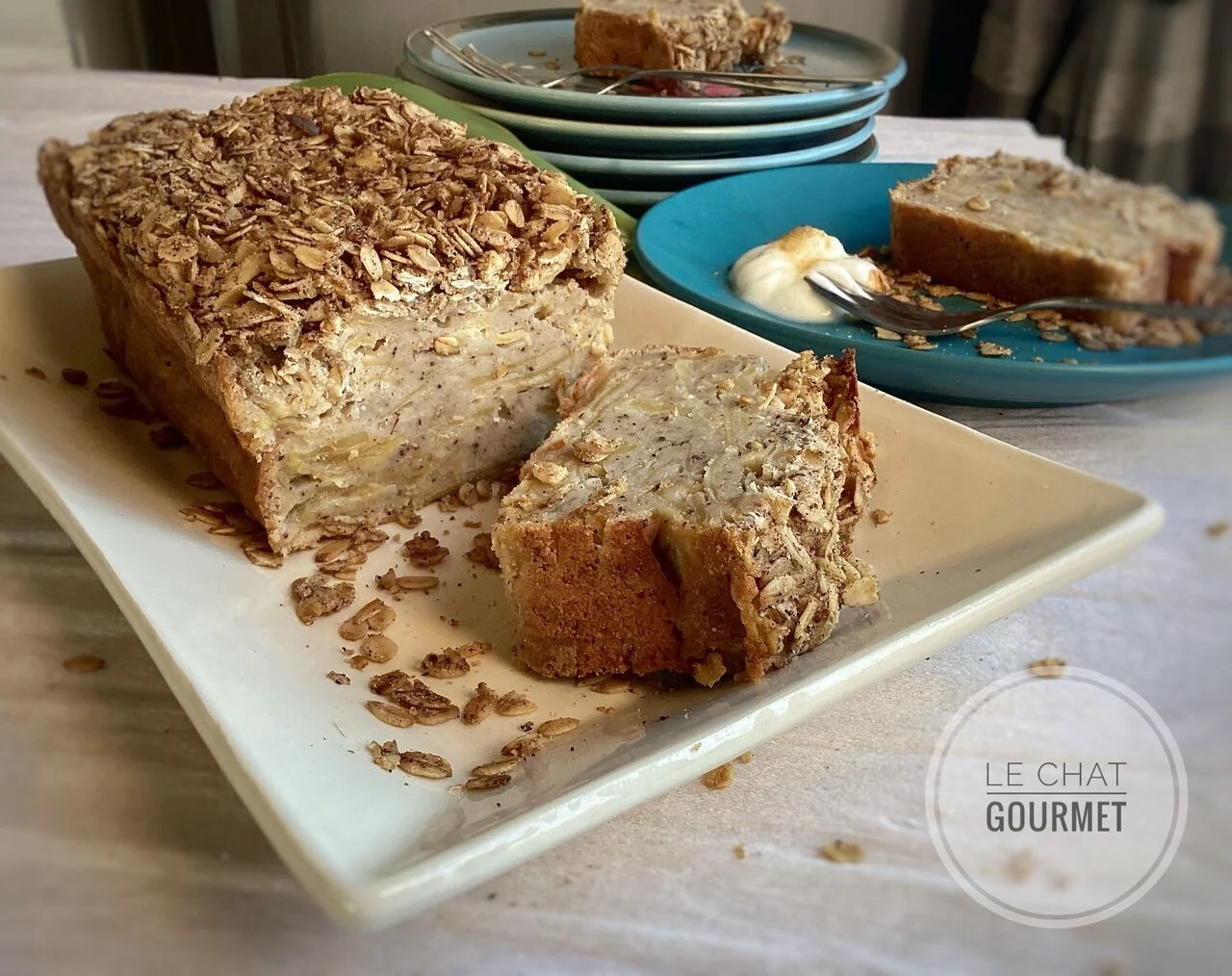 Mille-feuilles de pommes et crumble d'avoine