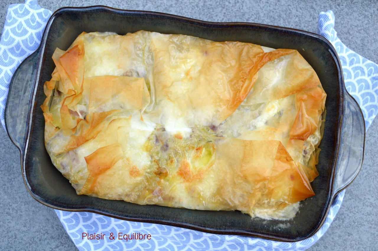 Gratin de pommes de terre, courgettes et mozzarella en pâte filo