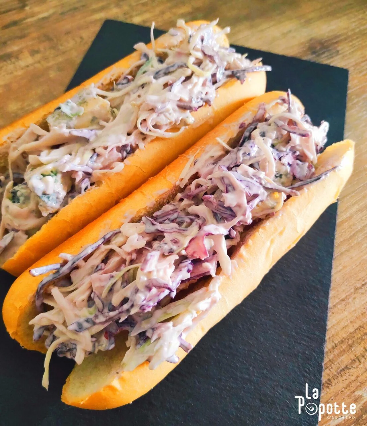 Hot-Dog coleslaw et fourme d'ambert