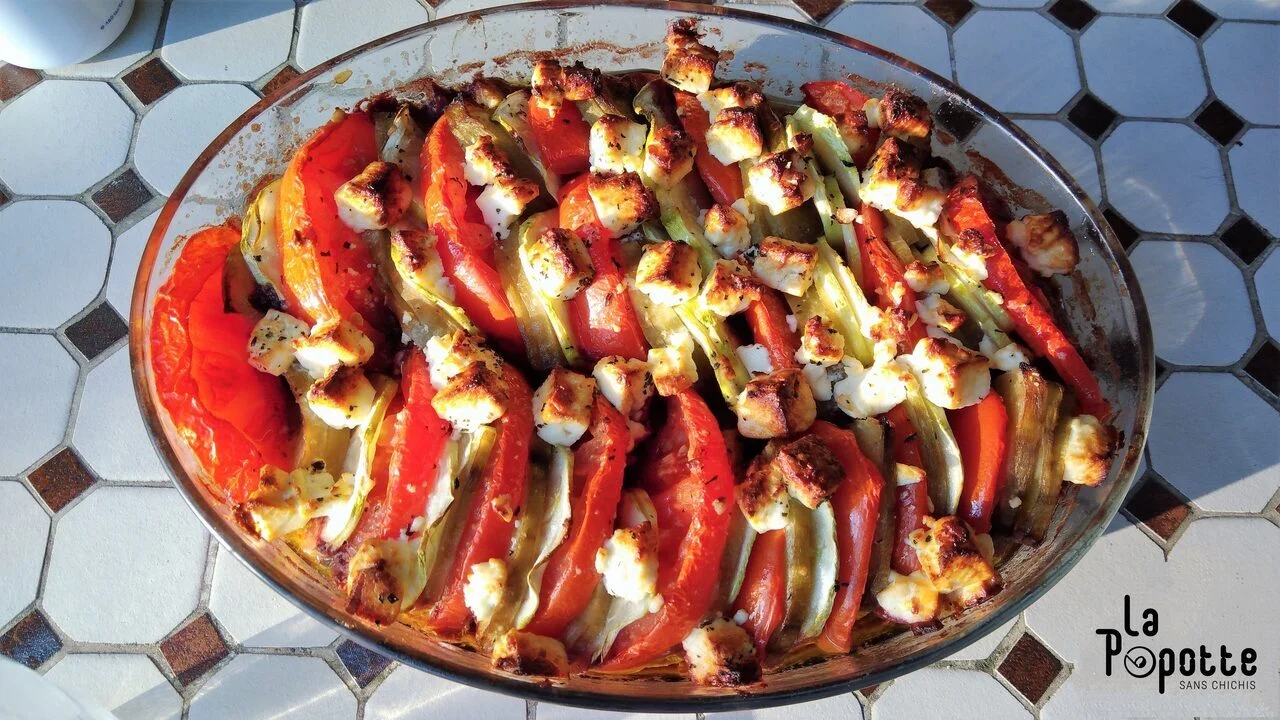 Tian de légumes à la tapenade et feta