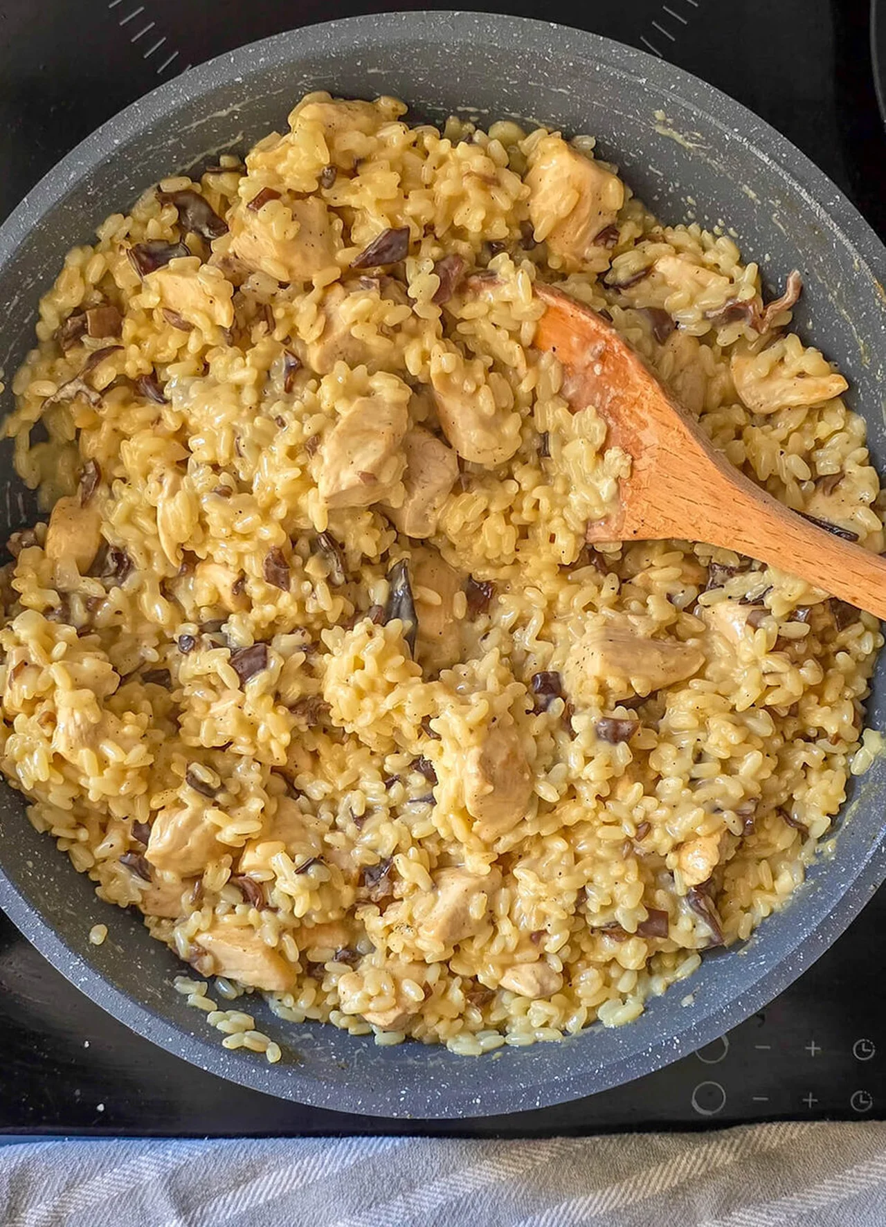 Risotto poulet champignons