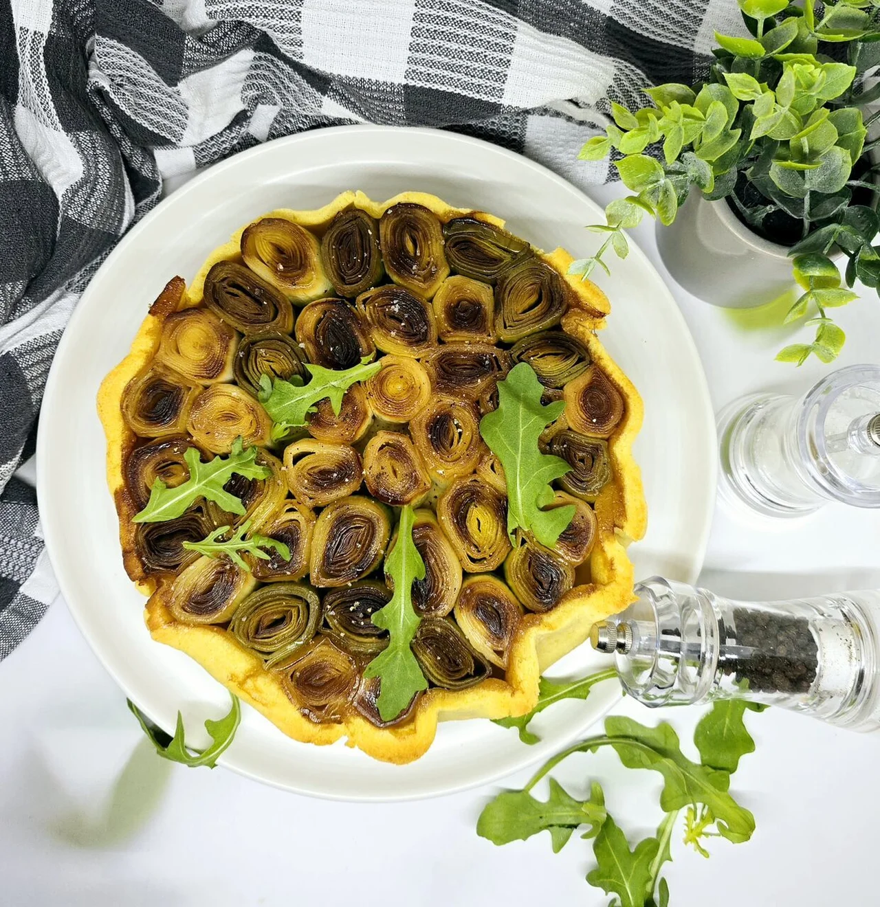 Tatin de poireaux rôtis