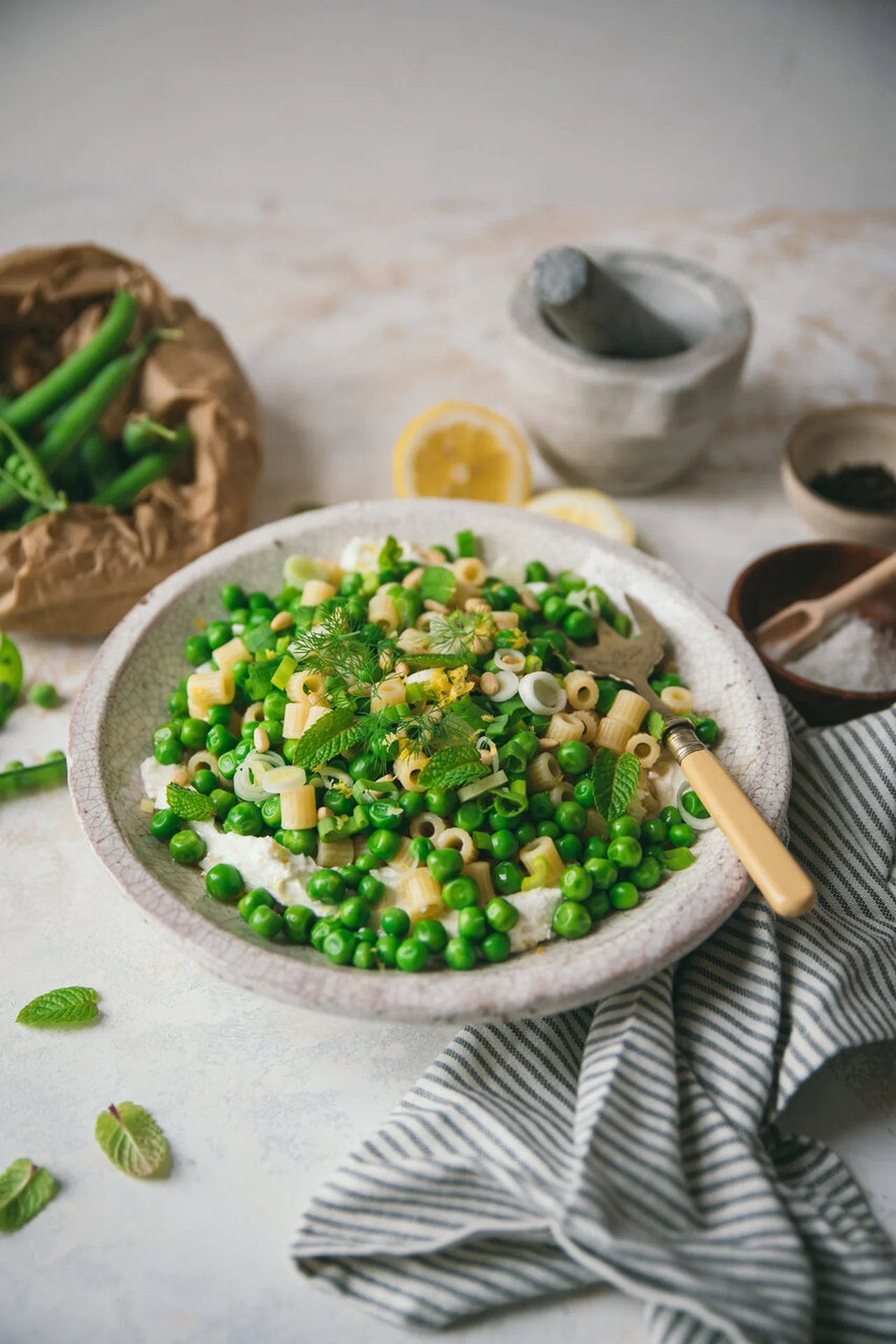 Pâtes aux petit-pois et ricotta
