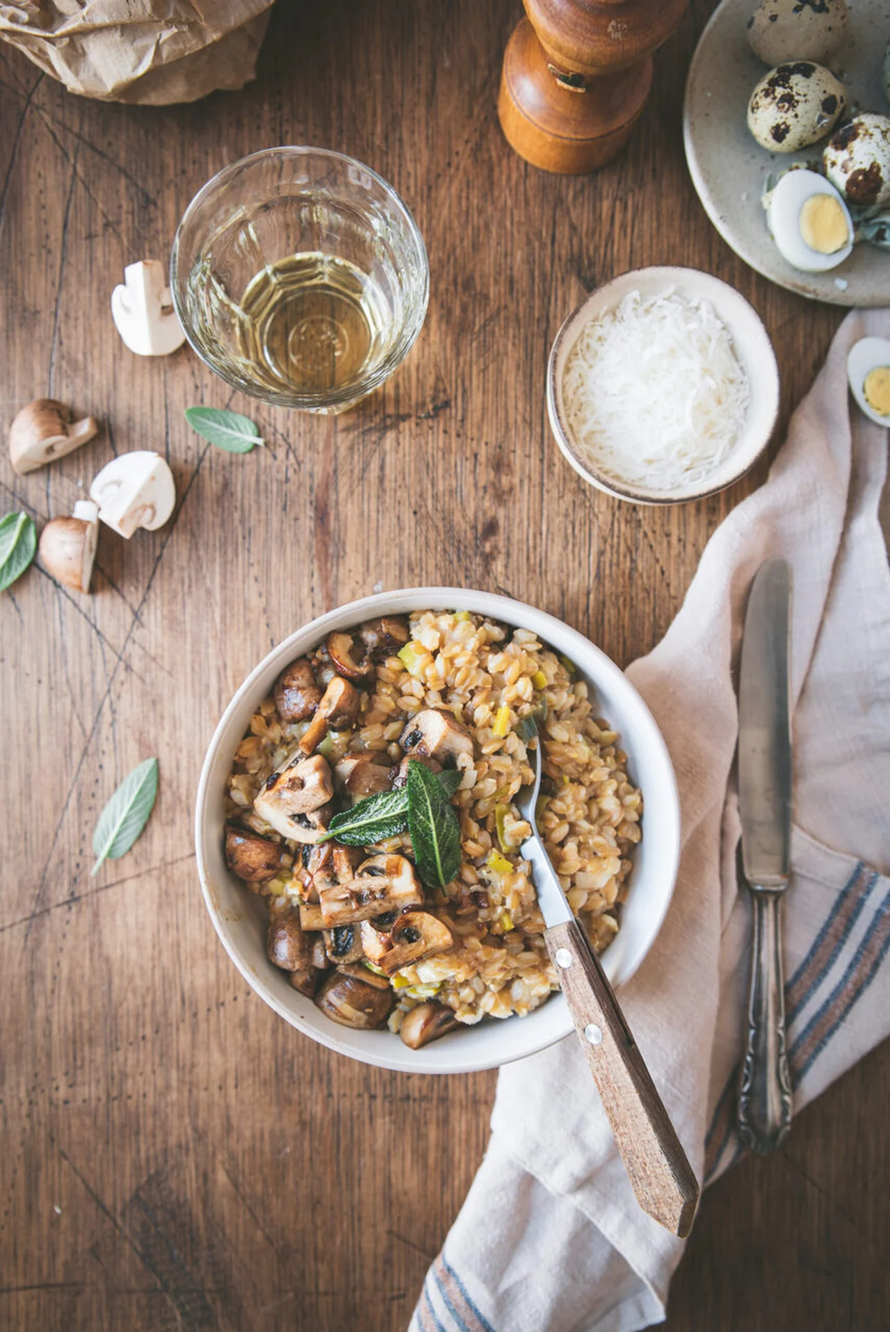 Risotto d'épeautre et champignons