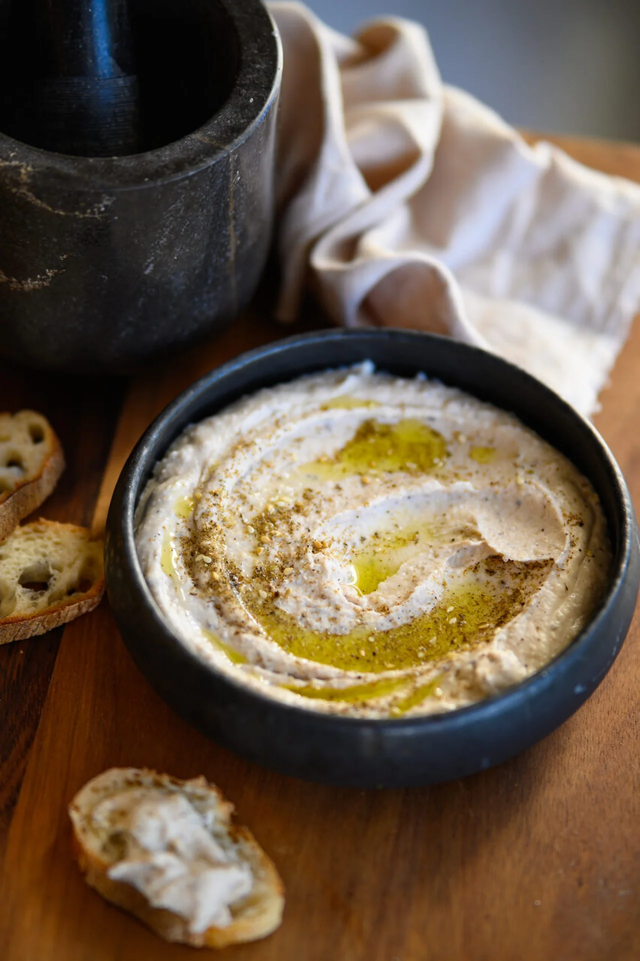 Dip de haricots blancs, coriandre et citron confit