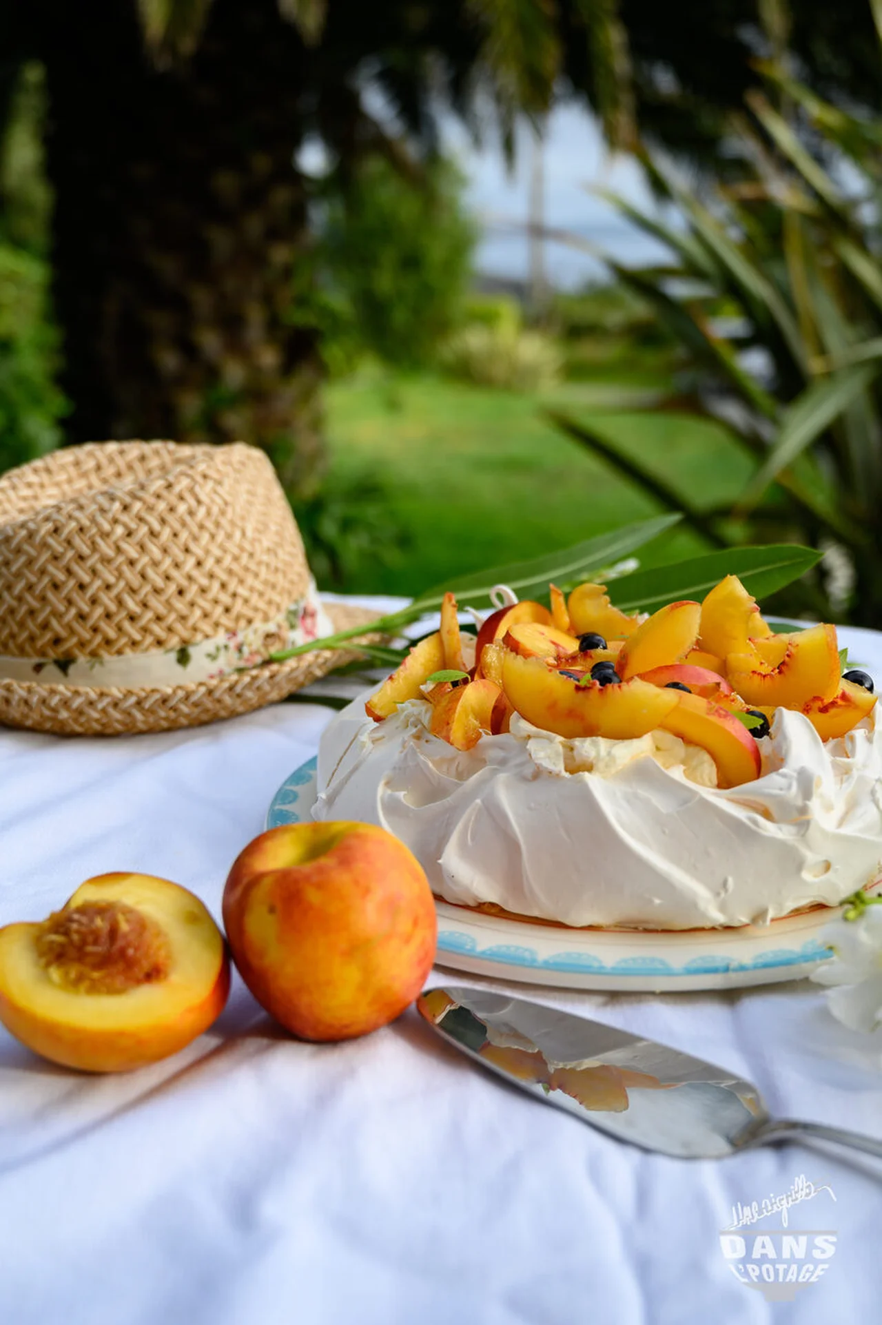 Pavlova fleur d'oranger et pêche