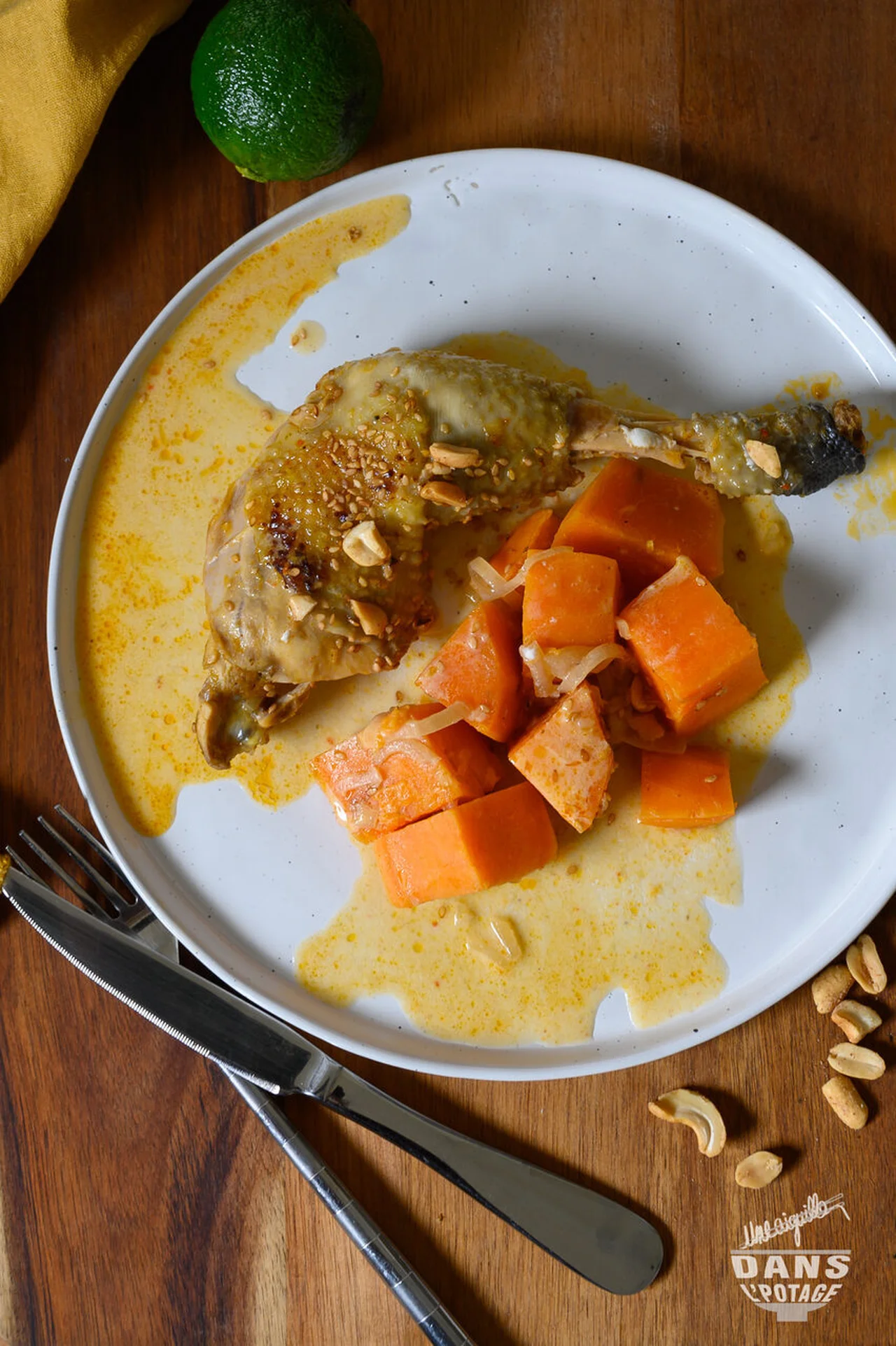 Poulet coco-cacahuètes et patates douces