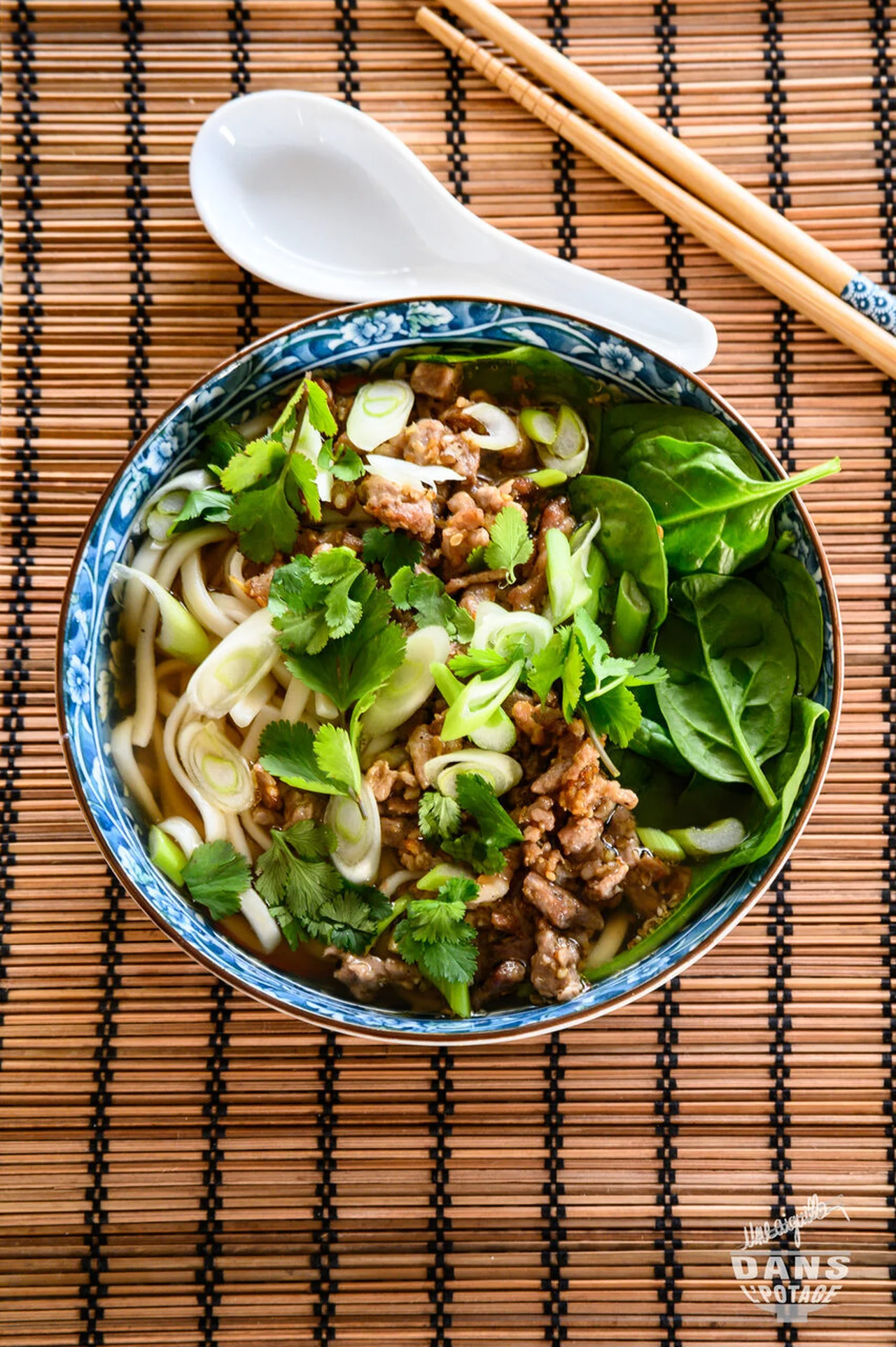 Soupe ramen au porc et coriandre