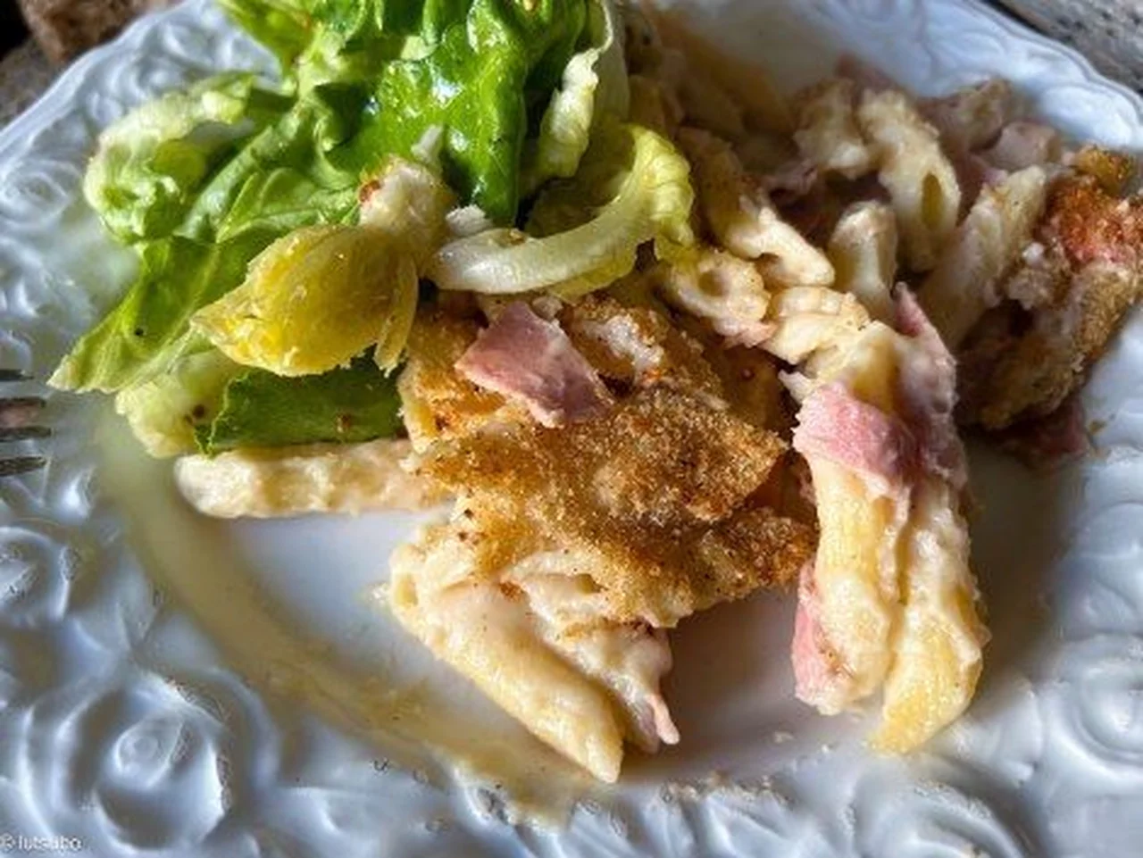 Gratin de pâtes au jambon