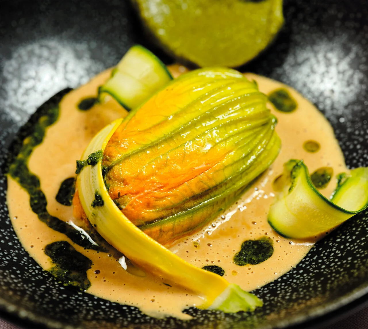 Fleur de courgette et araignée de mer