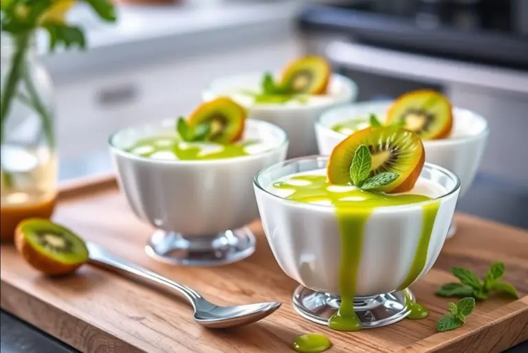Panna cotta et coulis de kiwis au Thermomix