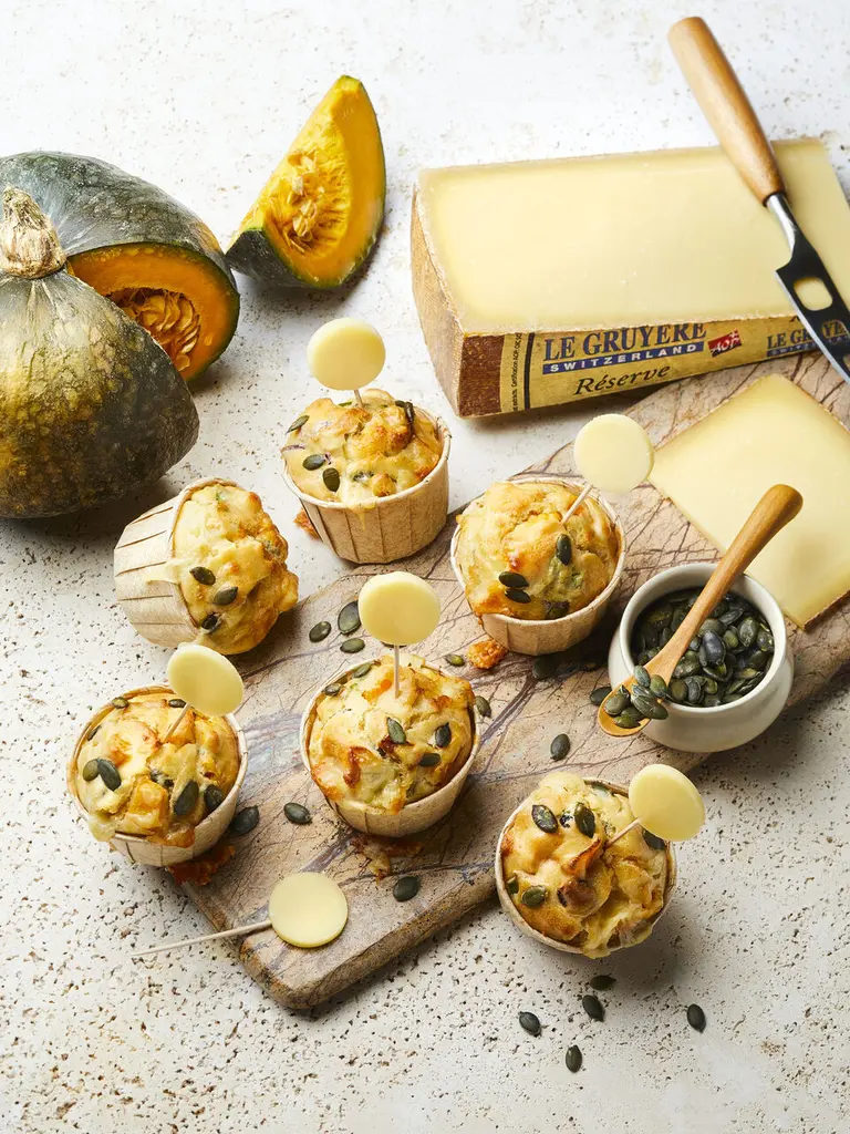 Mini cakes au potiron et graines de courge au gruyère