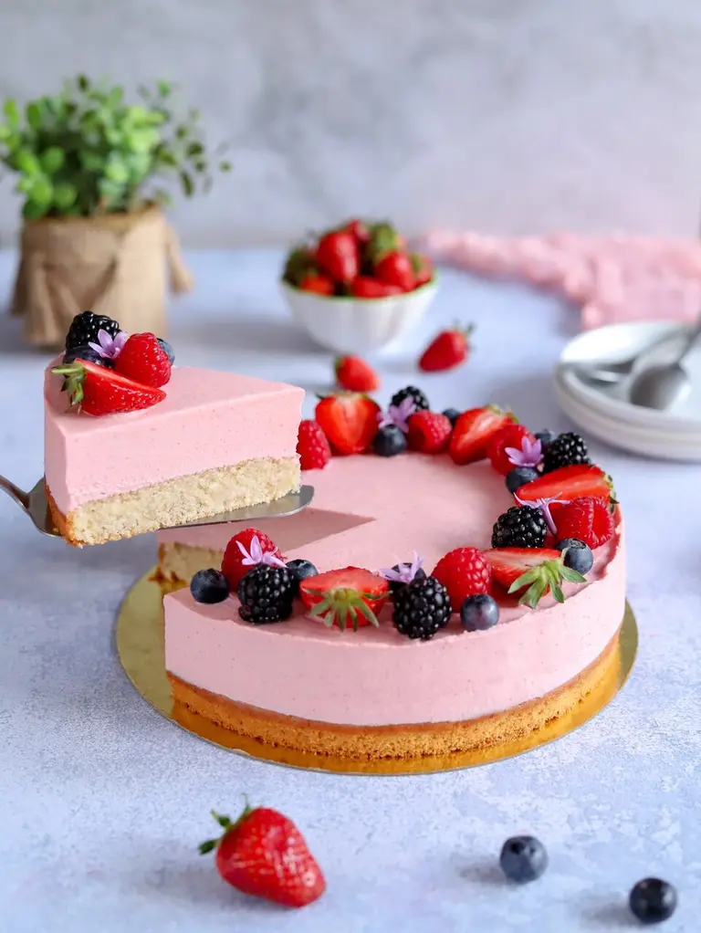 Gâteau à la mousse de fraises