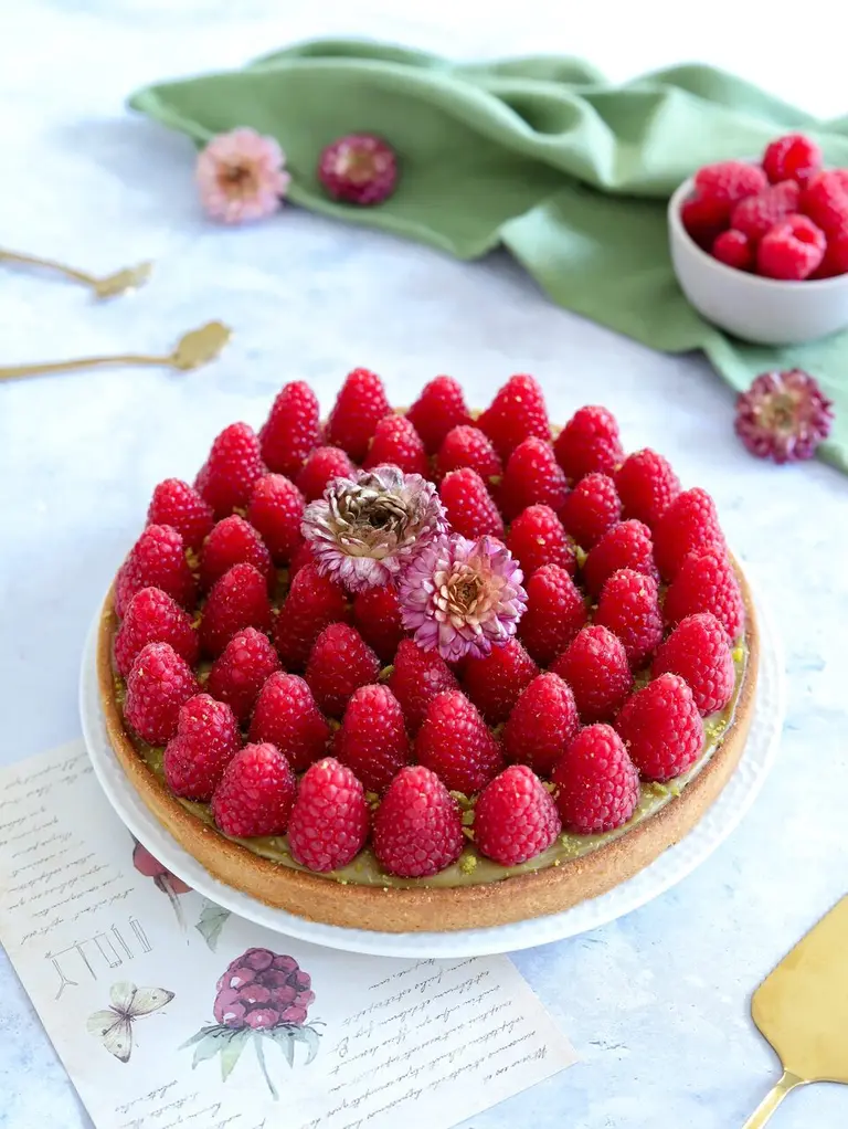 Tarte framboise pistache