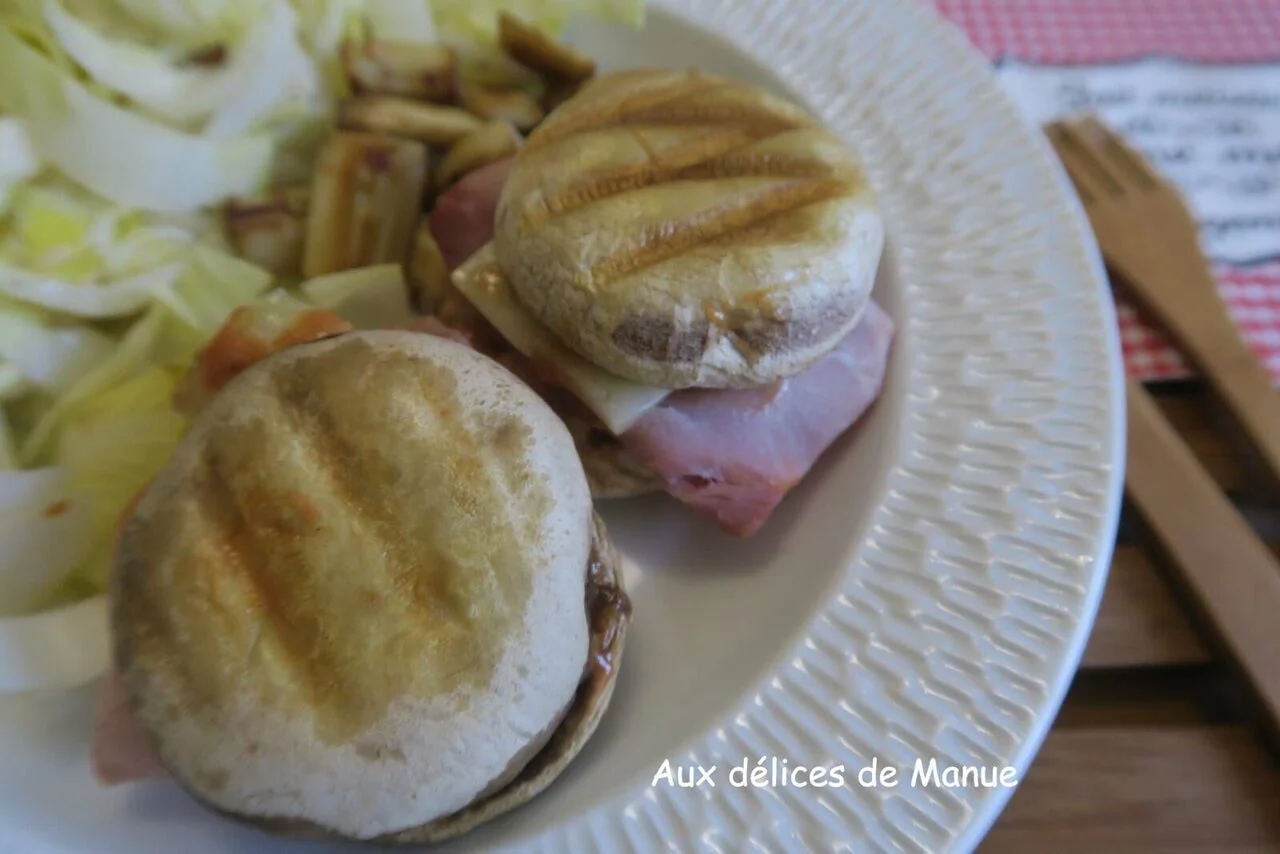 Burger champignon et potatoes de pieds de champignons