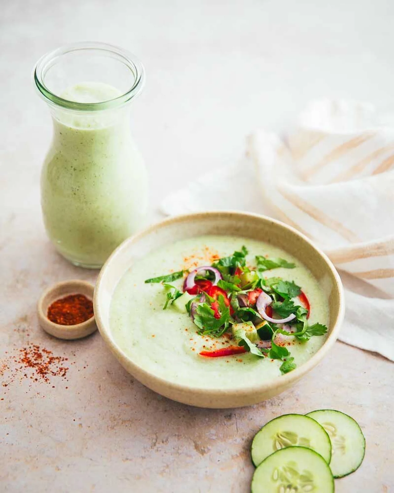 Gaspacho de concombre au lait de coco