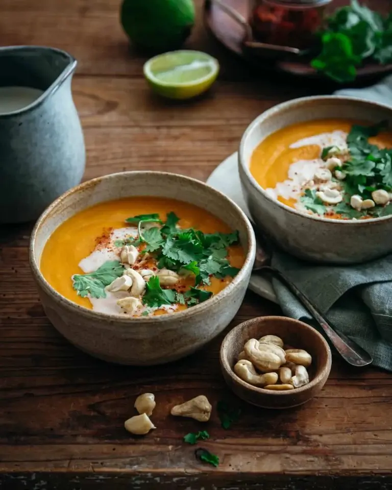 Velouté de courge, lait de coco et curry rouge