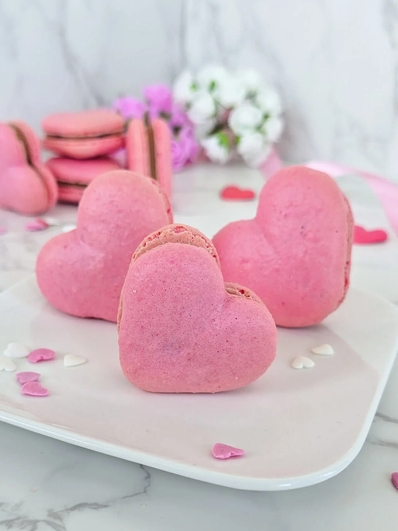 Macarons cœur à la ganache pralinée